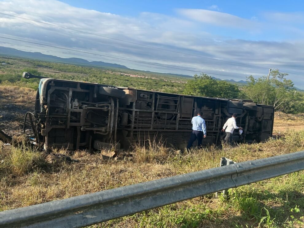 onibus-da-progresso-colide-contra-cavalo,-capota-e-deixa-27-vitimas-na-br-232