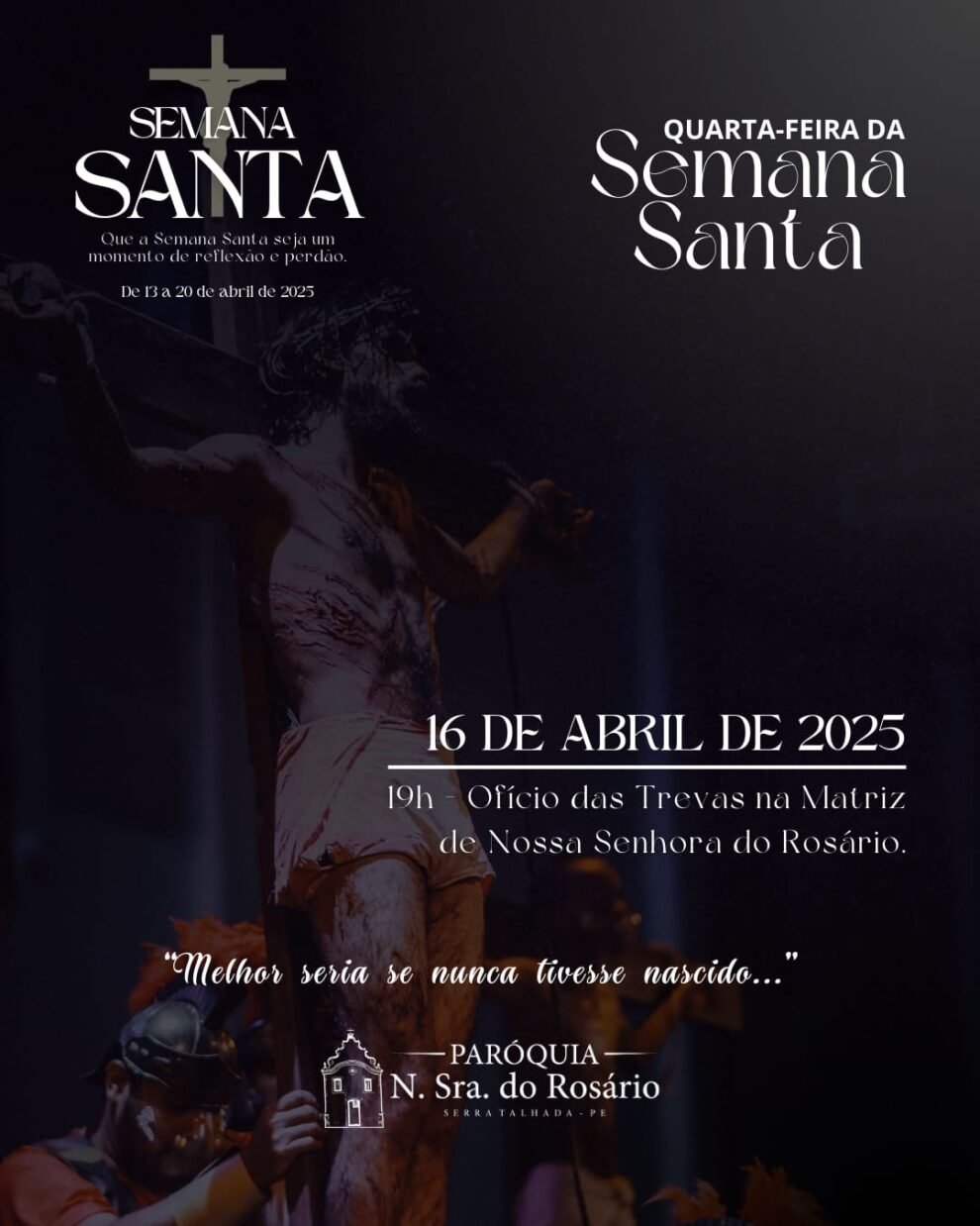 semana-santa:-oficio-das-trevas-sera-celebrado-nesta-quarta-feira-na-matriz-do-rosario
